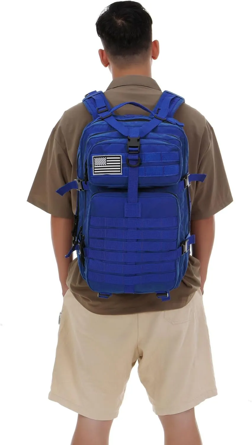 50L Sturdy Nylon Waterproof Fishing Hunting Backpack Outdoor Military Rucksacks Tactical Sports Camping Hiking (Blue)