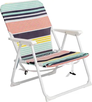 56x60x63cm Lightweight Folding Beach Chair, 100kg Capacity, 600D Oxford Cloth & Iron Frame - White, Compact Design for Camping, Picnics, and Outdoor Events(Short, White Frame And Multi-Color Fabric)