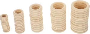 60Pcs Decorative Wooden Curtain Rings Hanging Rings for DIY Handbags Home Decor Smooth Surface Natural Color for Crafting Curtain Hanging