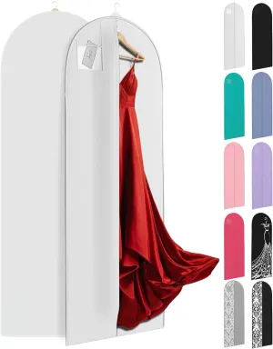72" Long Dress Bags for Gowns - Wedding Dress Garment Bag for Dresses - Long Garment Bags for Hanging Clothes & Closet Storage - Durable Travel Bag for Women with ID Window