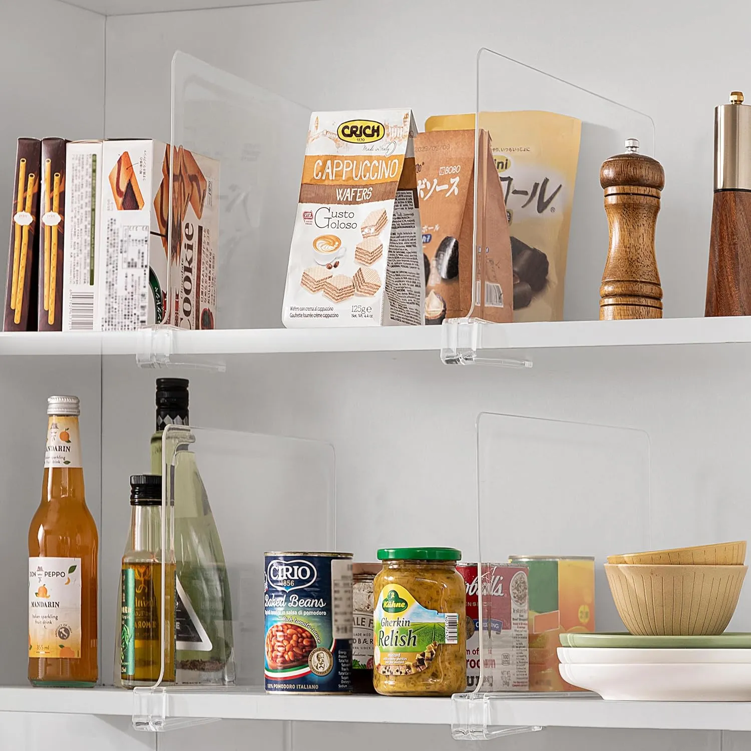 8 Pack 12 Inches [Extra Tall Version] Clear Shelf Dividers for Organization, Acrylic Closet Shelf Vertical Shelves Organizer for Bedroom, Kitchen and Office