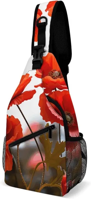 A Gym Artifact, The Canvas Poppy Flowers Vivid Petals Printed Yoga Storage Bag Is Durable, Wear-resistant And Does Not Strangle Shoulders. It Is Suitable for Both Men And Women