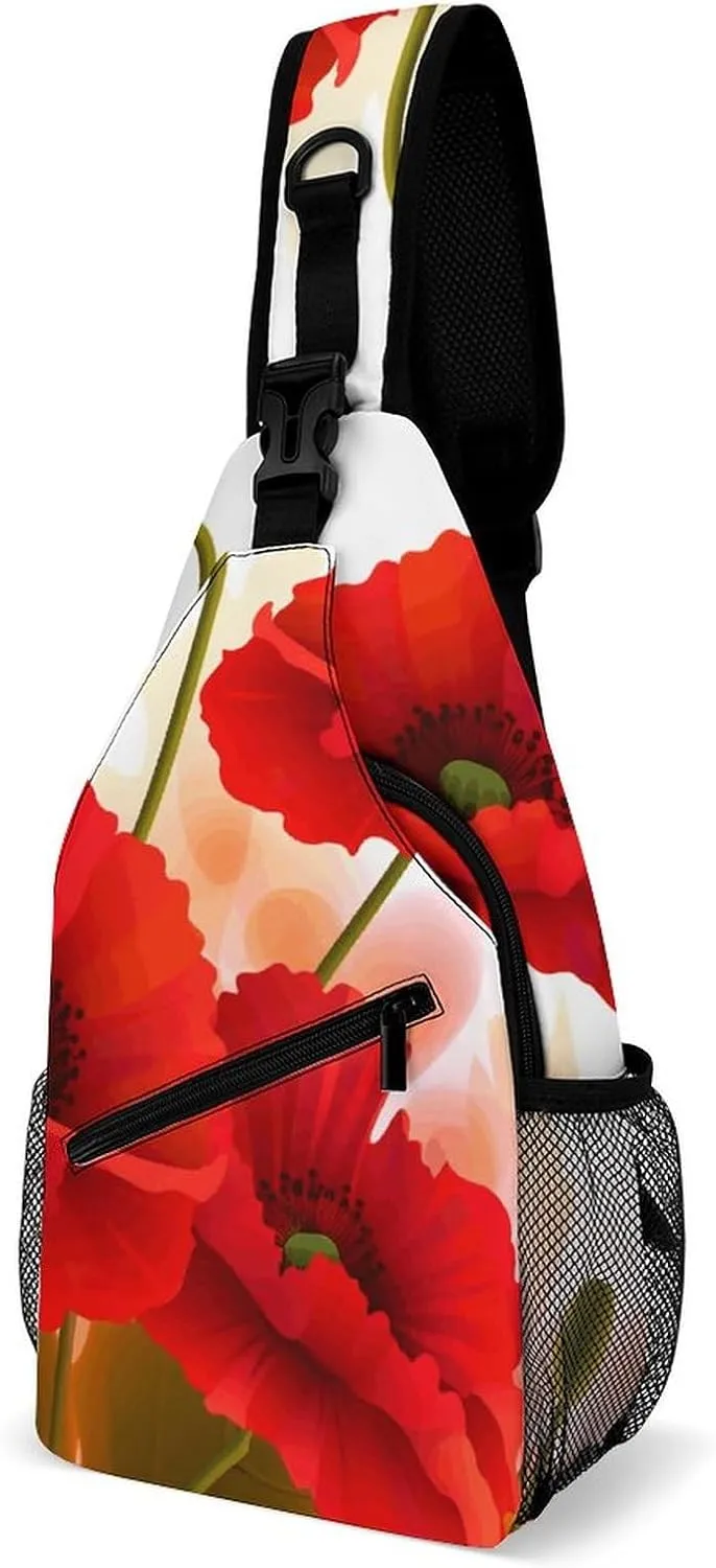 A Gym Artifact, The Canvas Poppy Flowers Vivid Petals Printed Yoga Storage Bag Is Durable, Wear-resistant And Does Not Strangle Shoulders. It Is Suitable for Both Men And Women