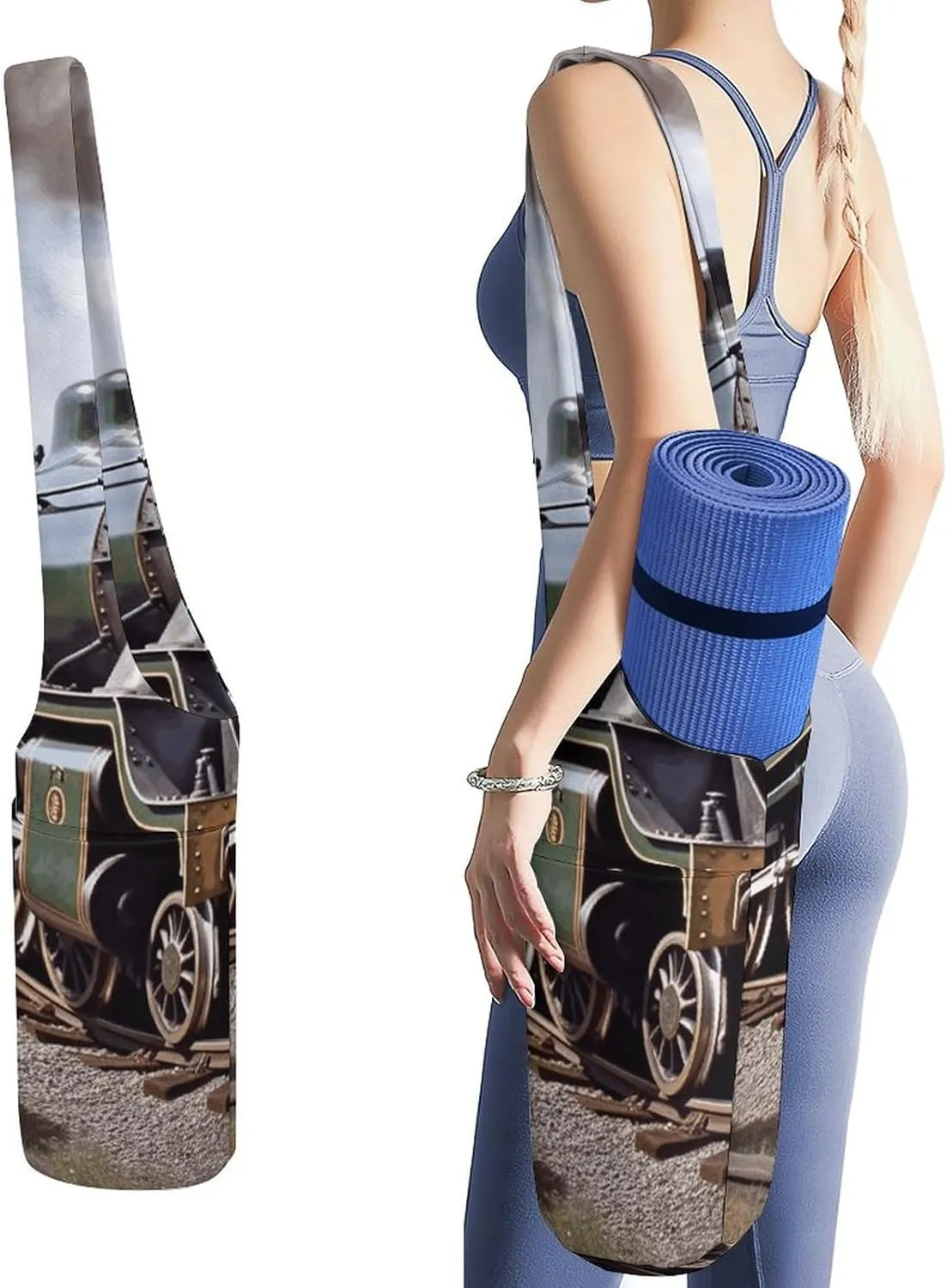 A Gym Artifact, The Canvas Steam Locomotive Train2 Printed Yoga Storage Bag Is Durable, Wear-resistant And Does Not Strangle Shoulders. It Is Suitable for Both Men And Women