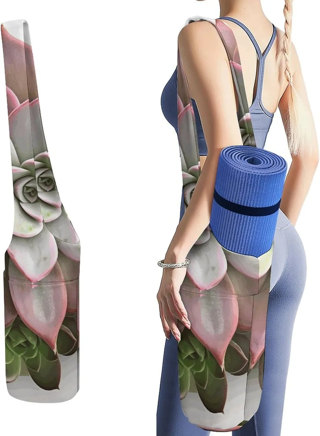A Gym Artifact, The Canvas Succulent Botanical Printed Yoga Storage Bag Is Durable, Wear-resistant And Does Not Strangle Shoulders. It Is Suitable for Both Men And Women