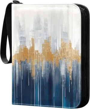 Abstract Painting Card Binder 4-Pockets, 400 Pockets Card Holder with 50 Removable Sleeves, Trading Card Collector Zipper Album Holder, Collector Album