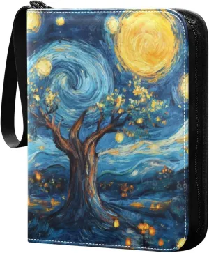 Abstract Painting Pattern Card Binder, 400 Pockets Card Holder with 50 Sleeves, Sturdy Card Holder Folders for Game Cards & Sports Cards