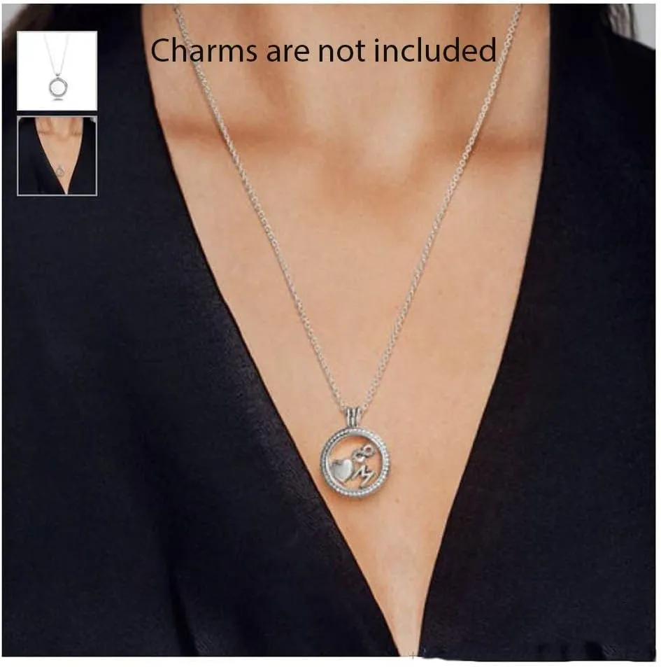 Adabele Living Memory Floating Locket Round or Heart Glass Pendant Necklace 28 Inch Tarnish Resistant Hypoallergenic Stainless Steel Surgical Women Men Jewelry