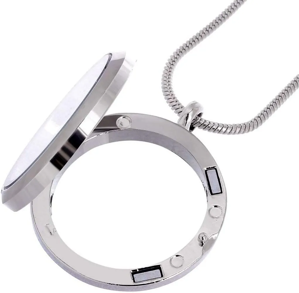 Adabele Living Memory Floating Locket Round or Heart Glass Pendant Necklace 28 Inch Tarnish Resistant Hypoallergenic Stainless Steel Surgical Women Men Jewelry