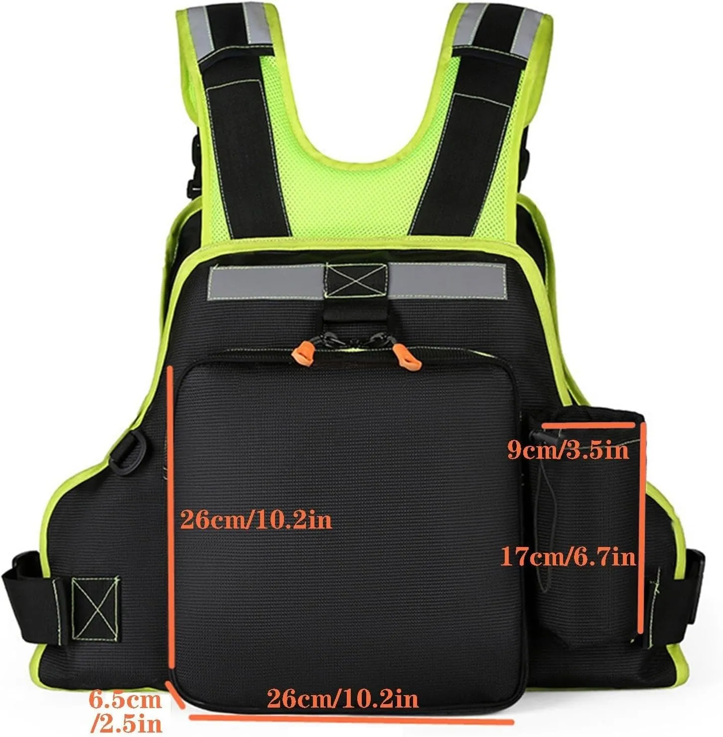Adjustable Fly Fishing Vest, Life Vest for Men and Women with Detachable Chest Bag Bottle Holder Buoyant Cotton, Trout Fishing Gear Floating Vest(Black a)