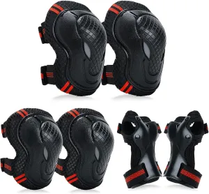 Adjustable Kids Knee Pads Elbow Pads Wrist Guards Set for 3-8 Years Child Protective Gear Set for Roller Skates,BMX,Bike,Cycling, Skateboard, Inline Skating, Scooter Riding Sports,Football