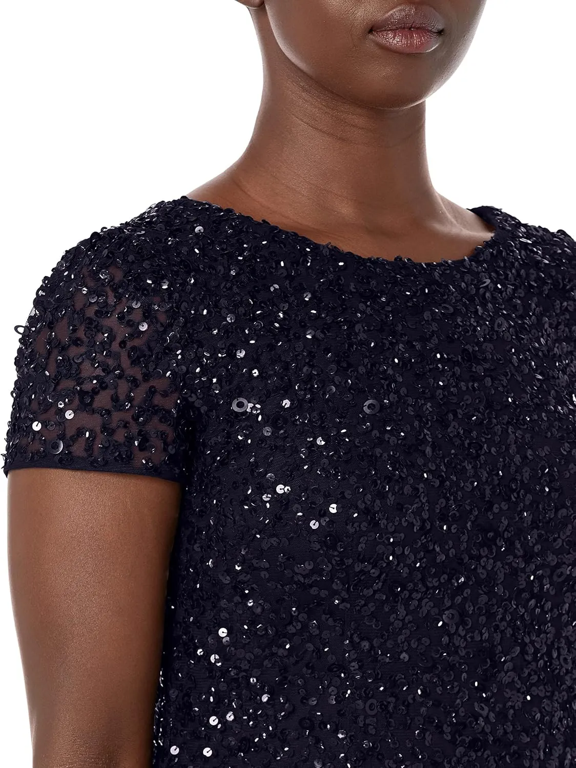 Adrianna Papell Women's Short-Sleeve All Over Sequin Gown