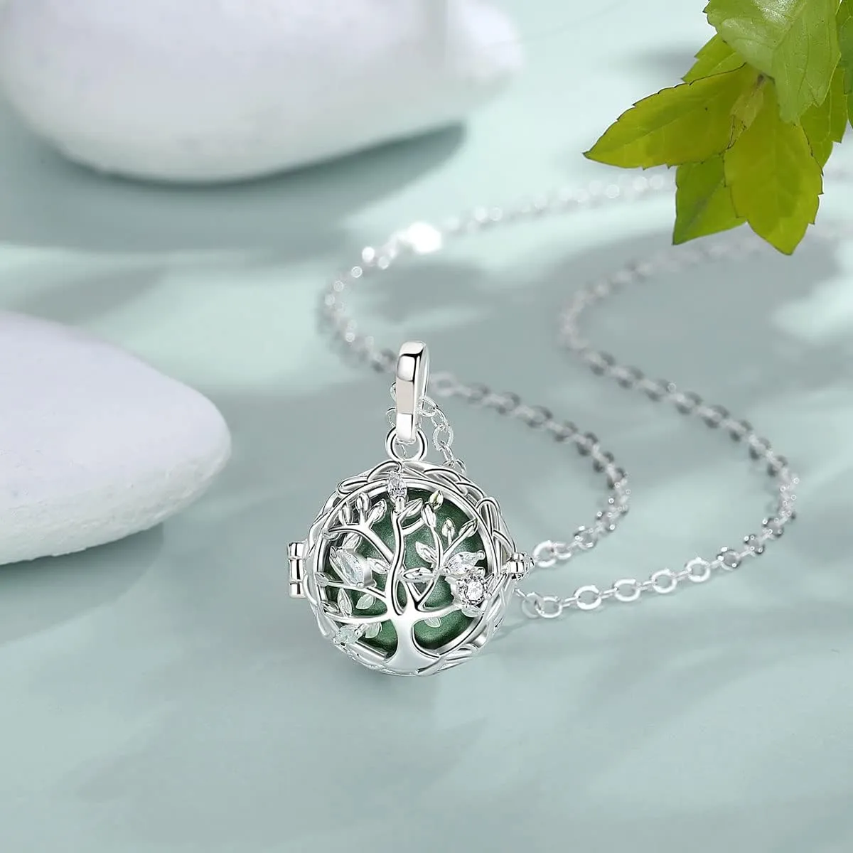AEONSLOVE Harmony Ball Necklace Tree of Life Angel Chime Caller Necklace, Balls 18MM Llamador De Angeles Bola Necklace Pregnancy Gifts - 30 & 45 Chains