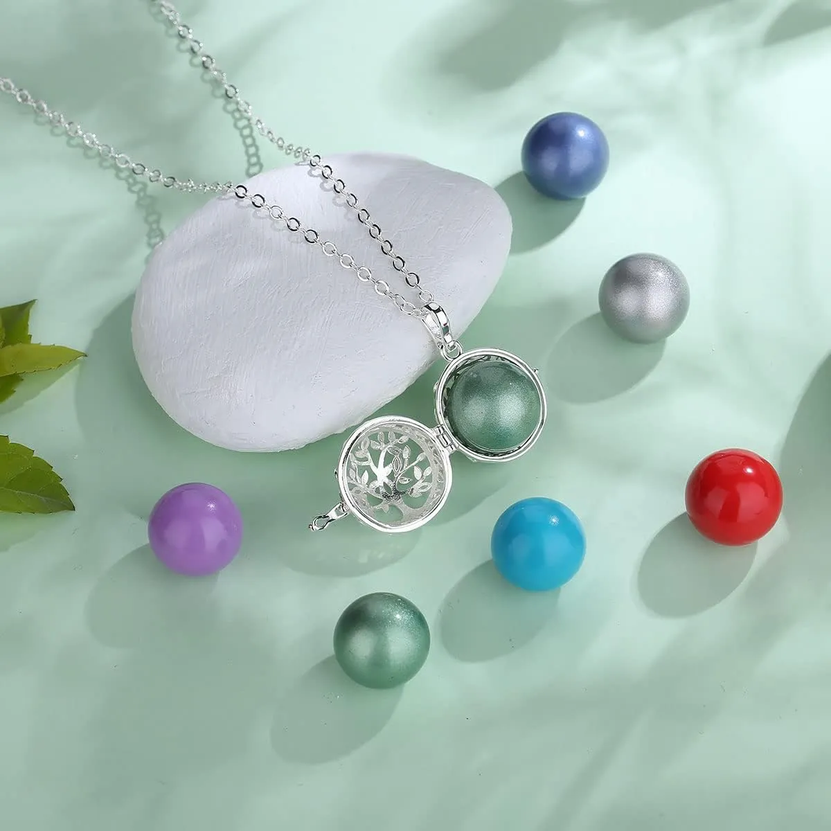 AEONSLOVE Harmony Ball Necklace Tree of Life Angel Chime Caller Necklace, Balls 18MM Llamador De Angeles Bola Necklace Pregnancy Gifts - 30 & 45 Chains