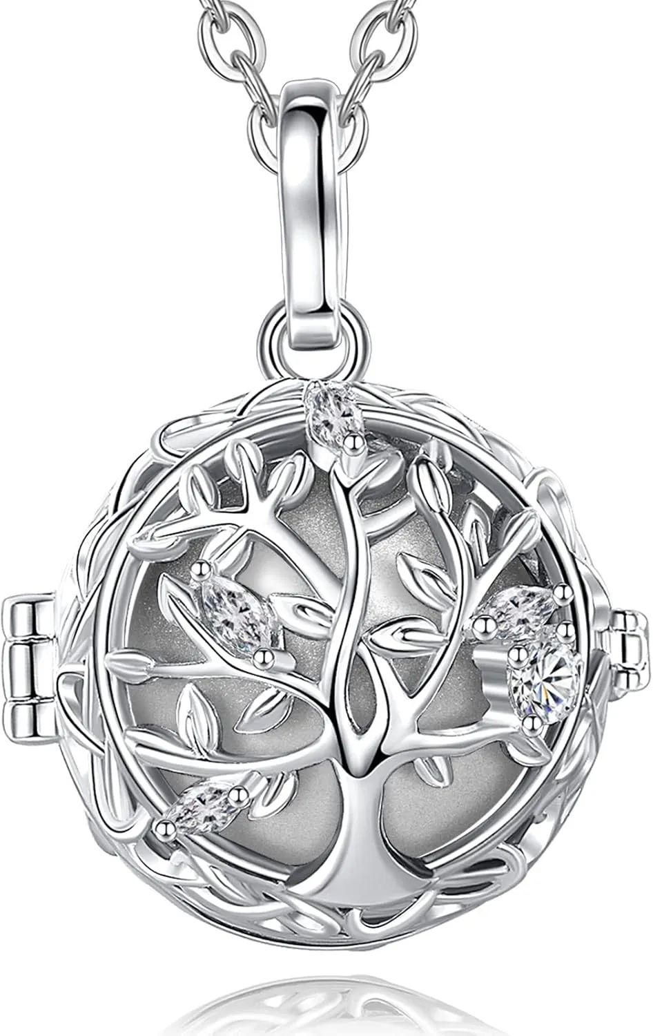 AEONSLOVE Harmony Ball Necklace Tree of Life Angel Chime Caller Necklace, Balls 18MM Llamador De Angeles Bola Necklace Pregnancy Gifts - 30 & 45 Chains