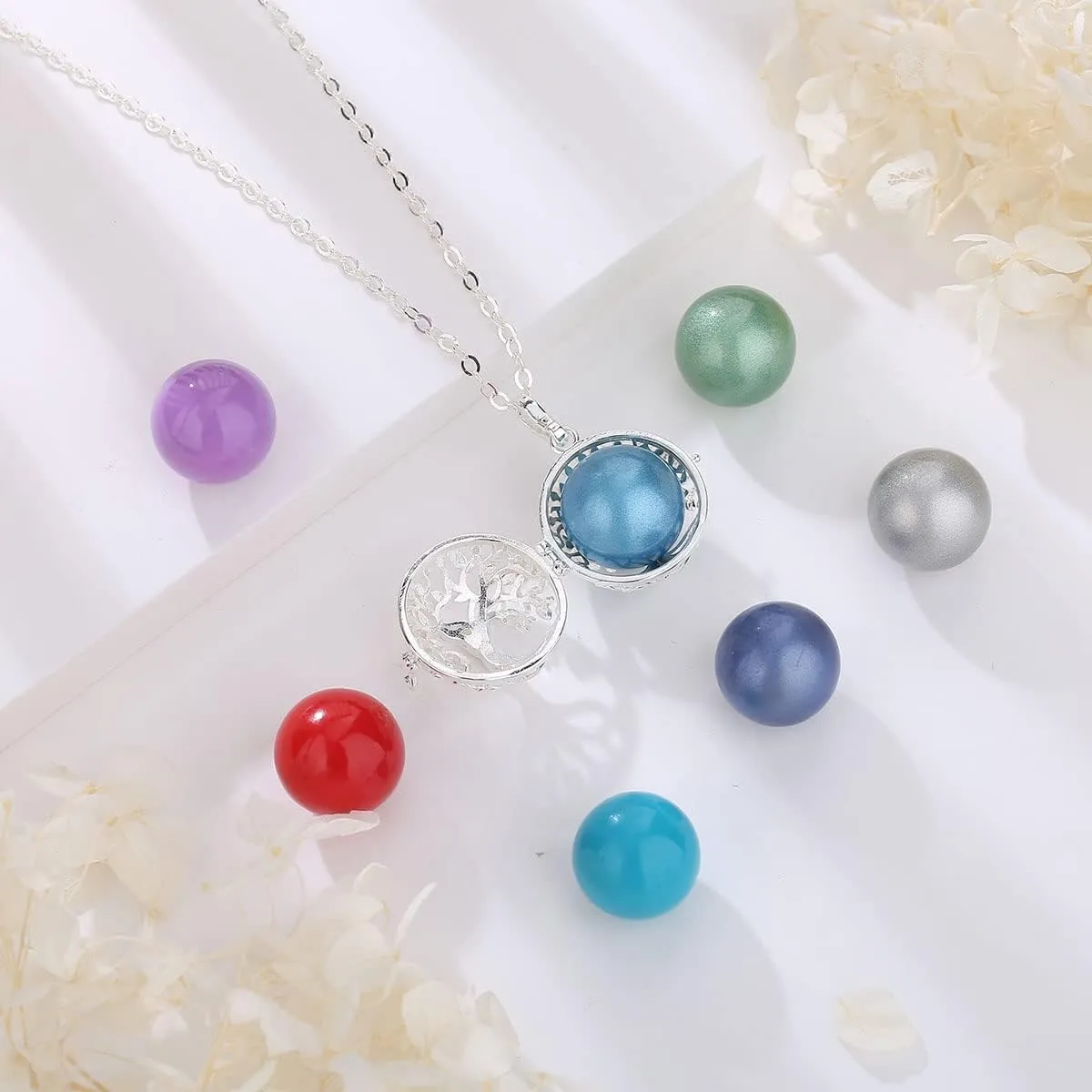 AEONSLOVE Harmony Ball Necklace Tree of Life Angel Chime Caller Necklace, Balls 20MM Llamador De Angeles Bola Necklace Pregnancy Gifts - 30 & 45 Chains