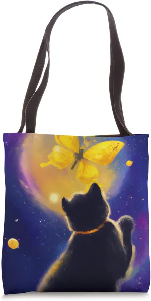 AI Generated Cat Art Y2K Butterfly Aesthetic Fairycore 90s Tote Bag