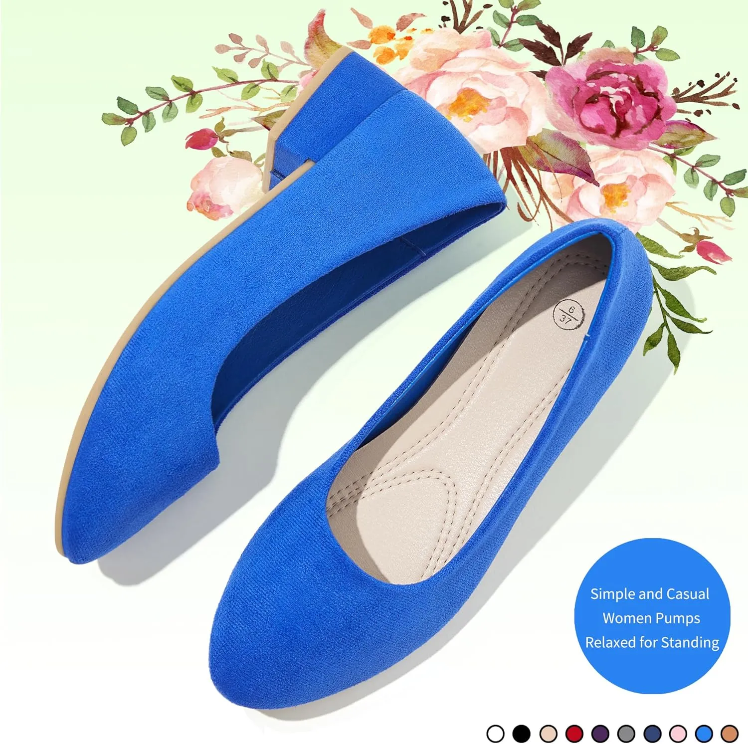 AISFAES Women Pumps Low Chunky Rounded Toe Heels Healed Dress Pumps Elegant Wedges Working Shoes