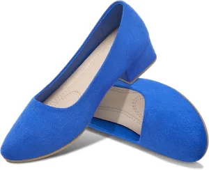AISFAES Women Pumps Low Chunky Rounded Toe Heels Healed Dress Pumps Elegant Wedges Working Shoes