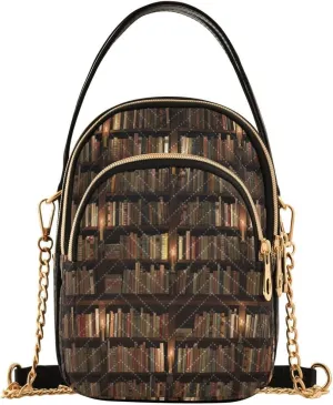 ALAZA Bookshelf Magic Library Crossbody Bag Small Shoulder Handbags Leather Purse for Women