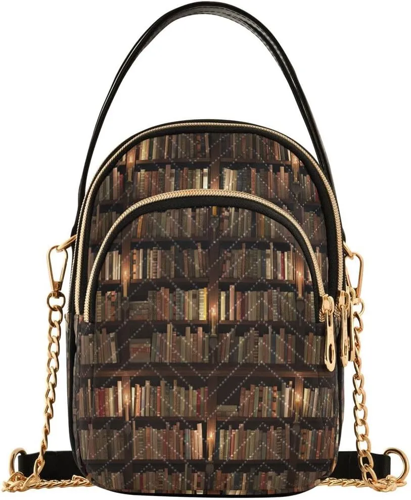 ALAZA Bookshelf Magic Library Crossbody Bag Small Shoulder Handbags Leather Purse for Women
