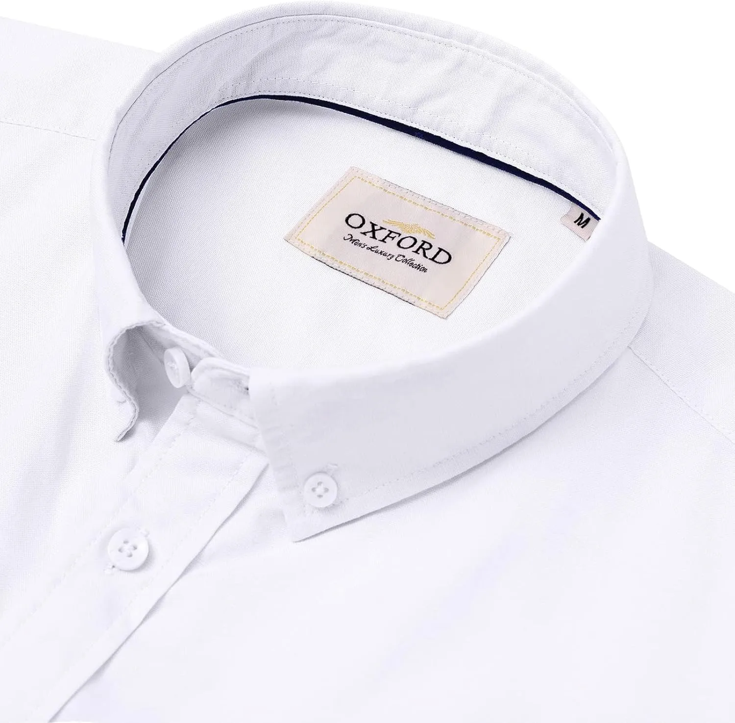 Alimens & Gentle Men's Short Sleeve Oxford Shirt Regular Fit Button Down Collar Shirts with Pocket