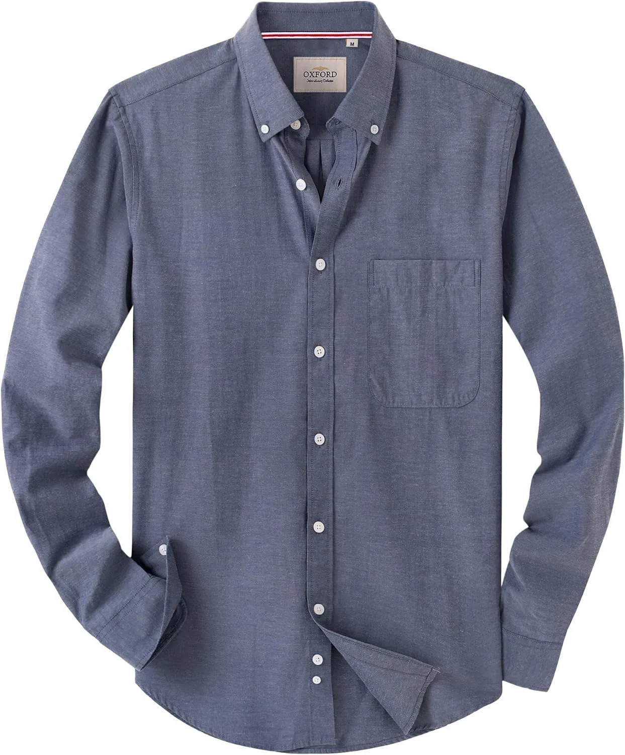 Alimens & Gentle Mens Solid Oxford Shirt Long Sleeve Dress Shirt Work Casual Button Down Shirts with Pocket