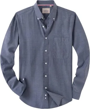 Alimens & Gentle Mens Solid Oxford Shirt Long Sleeve Dress Shirt Work Casual Button Down Shirts with Pocket