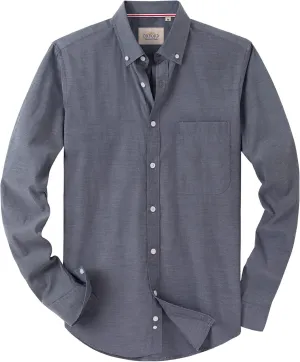 Alimens & Gentle Mens Solid Oxford Shirt Long Sleeve Dress Shirt Work Casual Button Down Shirts with Pocket