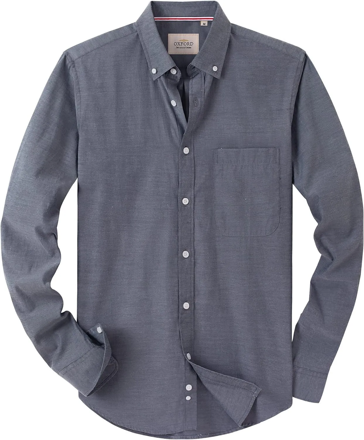 Alimens & Gentle Mens Solid Oxford Shirt Long Sleeve Dress Shirt Work Casual Button Down Shirts with Pocket