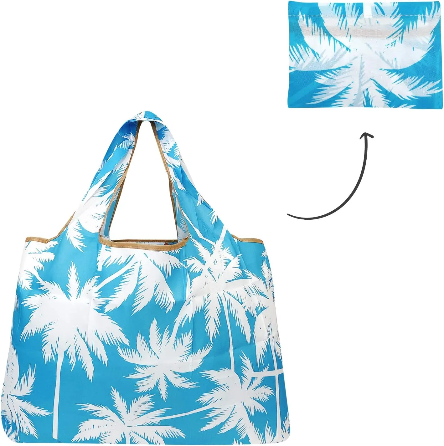 alldyrew Large Foldable Tote Nylon Reusable Grocery Bag, 3 Pack