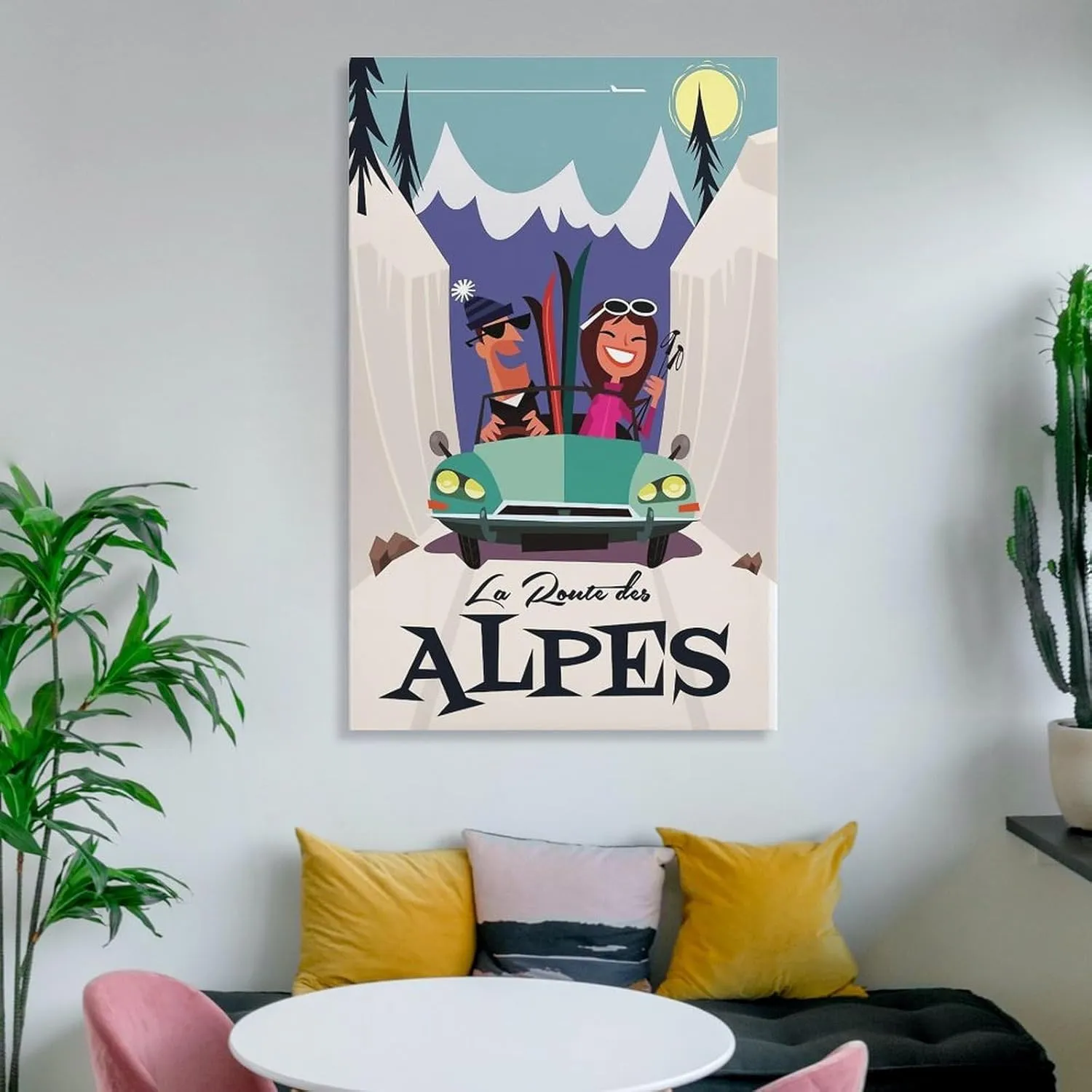 Alpine Road France Vintage Travel Poster Print Canvas Wall Art for Bedroom Living Room HD Print Posters 08x12inch(20x30cm)