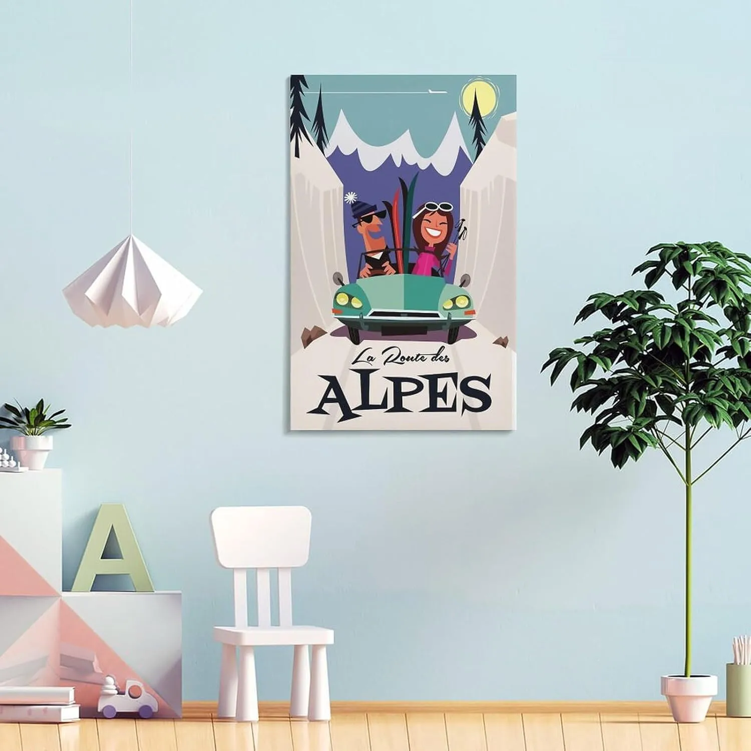 Alpine Road France Vintage Travel Poster Print Canvas Wall Art for Bedroom Living Room HD Print Posters 08x12inch(20x30cm)