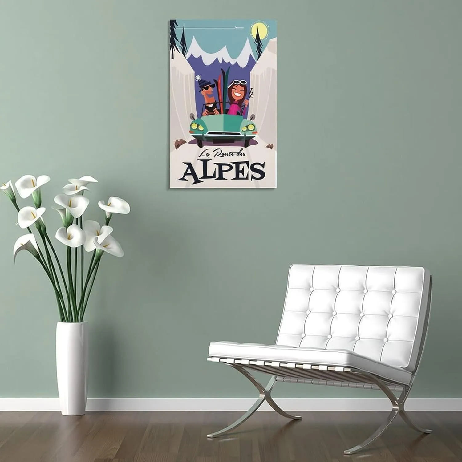 Alpine Road France Vintage Travel Poster Print Canvas Wall Art for Bedroom Living Room HD Print Posters 08x12inch(20x30cm)