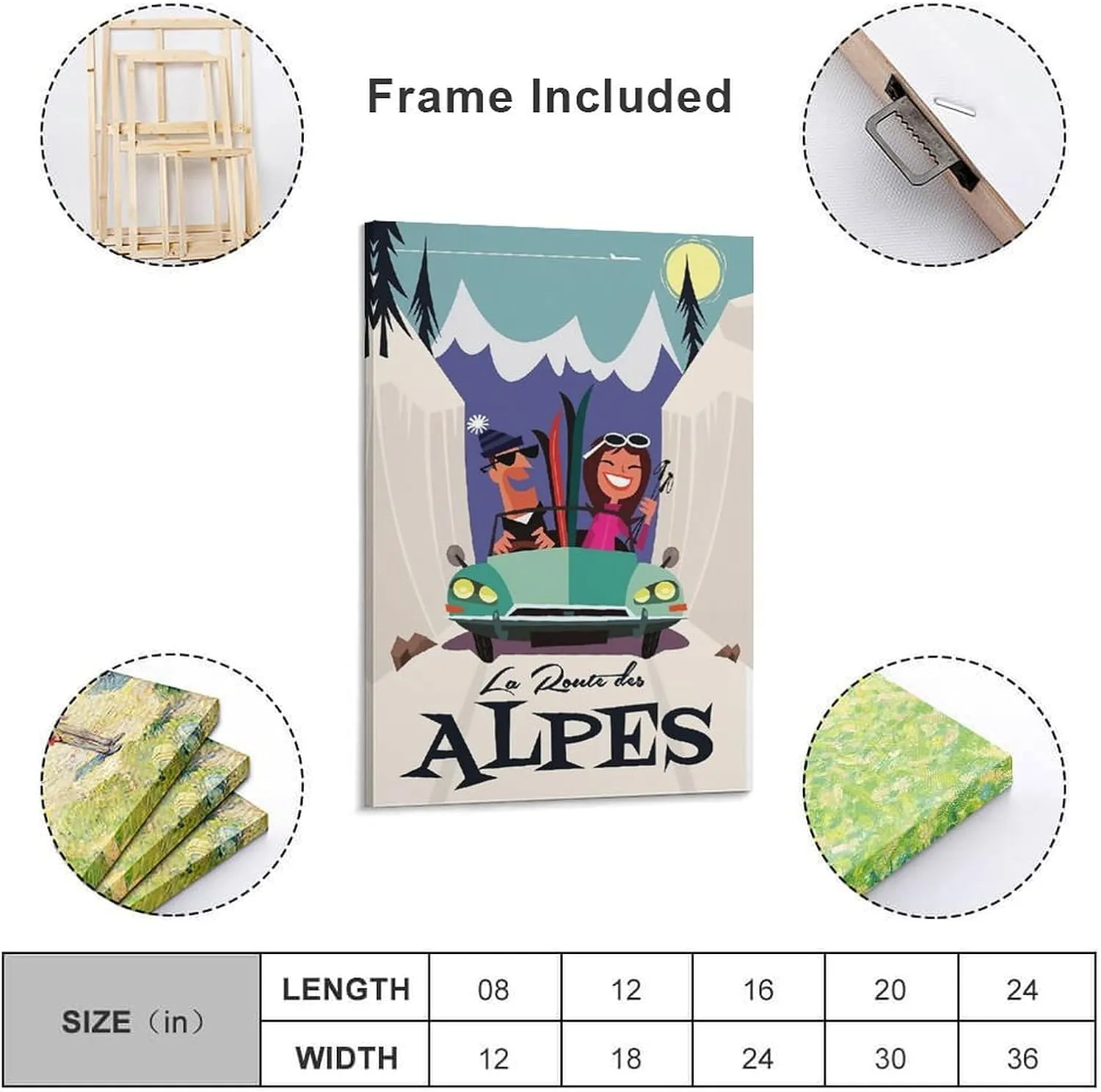 Alpine Road France Vintage Travel Poster Print Canvas Wall Art for Bedroom Living Room HD Print Posters 08x12inch(20x30cm)