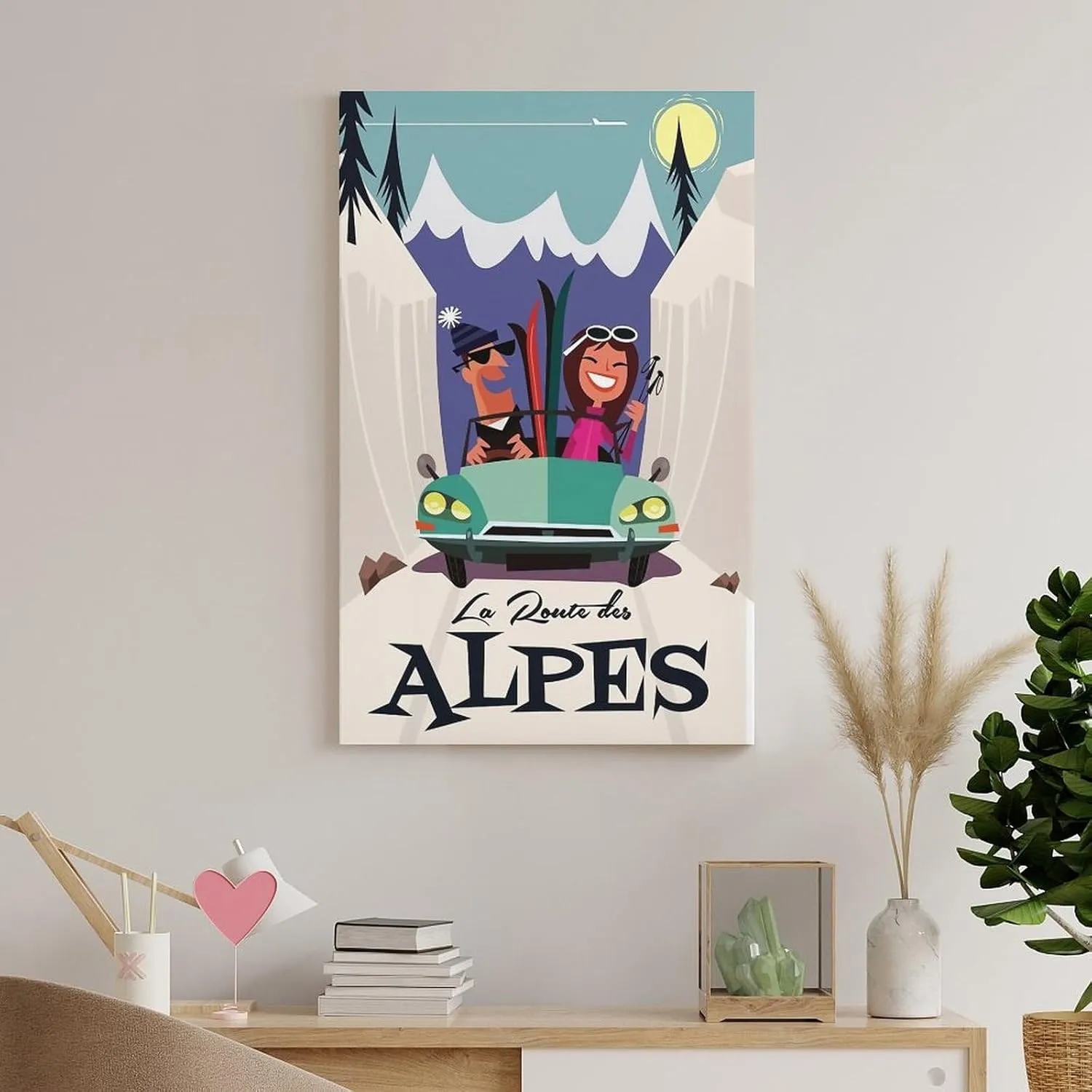 Alpine Road France Vintage Travel Poster Print Canvas Wall Art for Bedroom Living Room HD Print Posters 08x12inch(20x30cm)