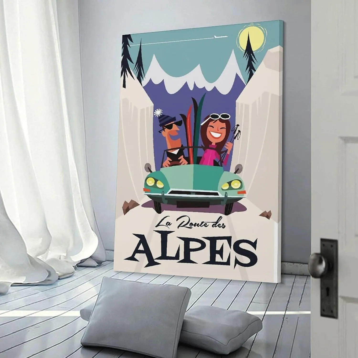 Alpine Road France Vintage Travel Poster Print Canvas Wall Art for Bedroom Living Room HD Print Posters 08x12inch(20x30cm)