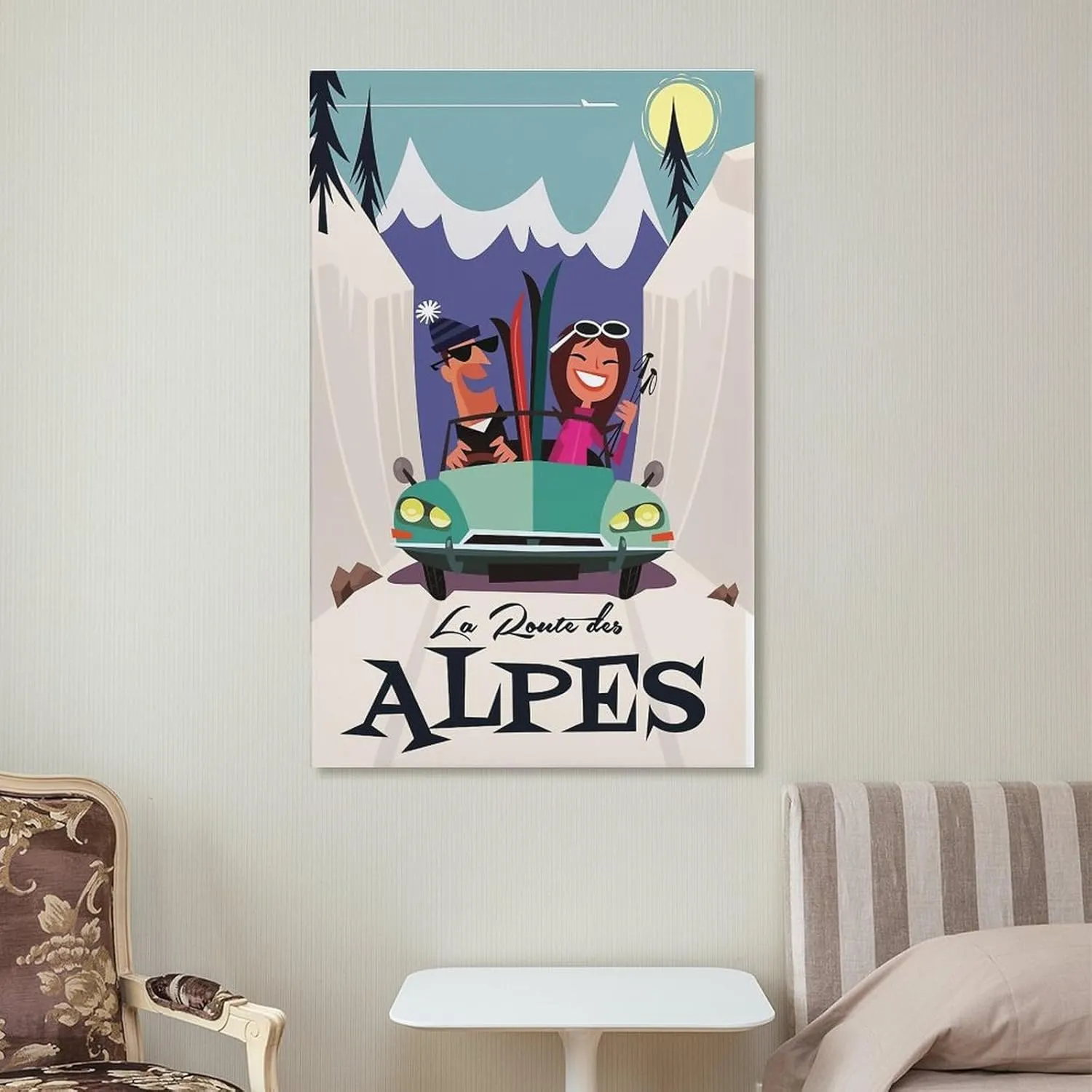 Alpine Road France Vintage Travel Poster Print Canvas Wall Art for Bedroom Living Room HD Print Posters 08x12inch(20x30cm)