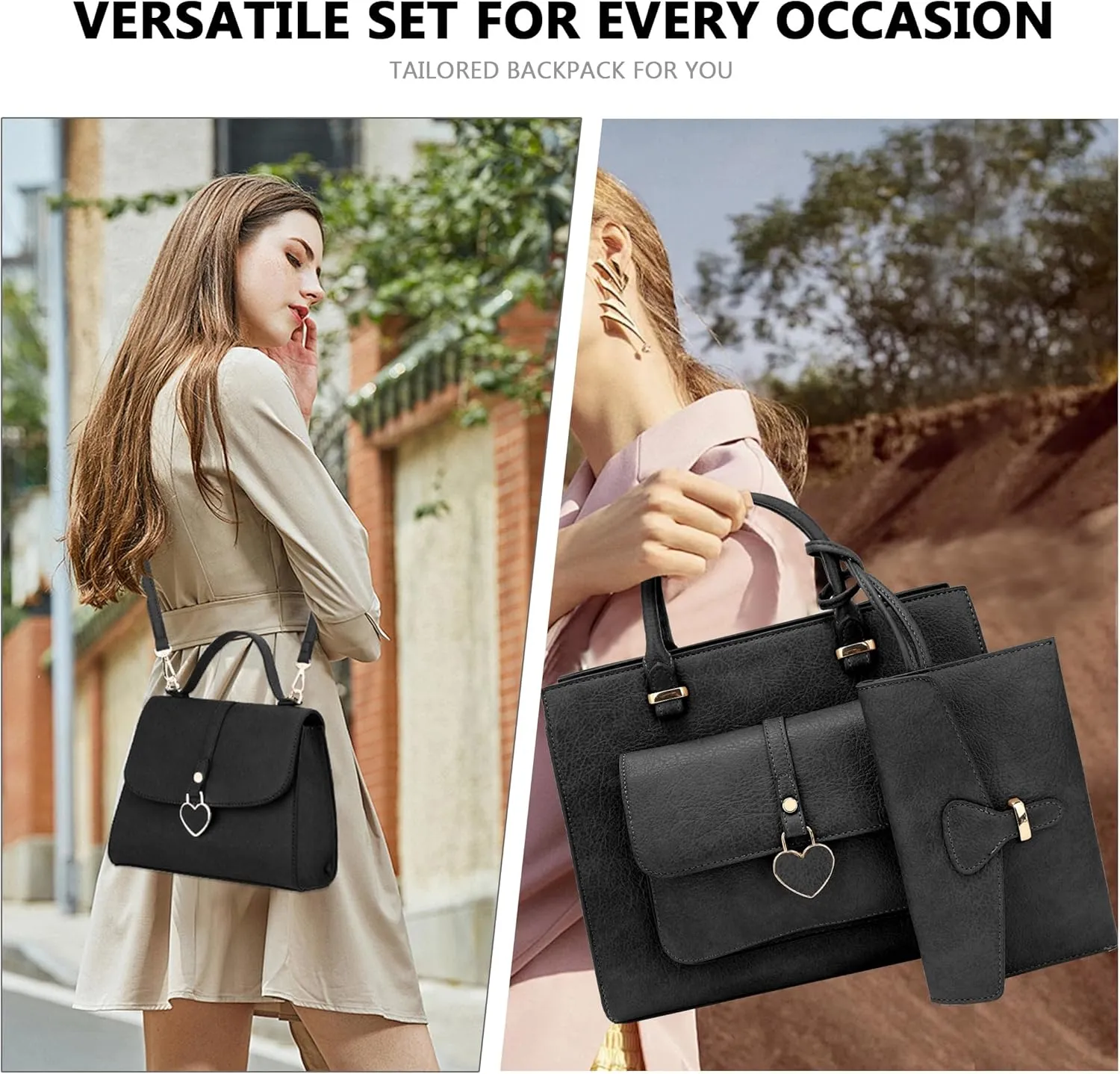 ALYSSA Tote Bag for Women Medium Crossbody Purse Shoulder Bag Top Handle Satchel Cute Wallet 3Pcs Handbags Set Gift