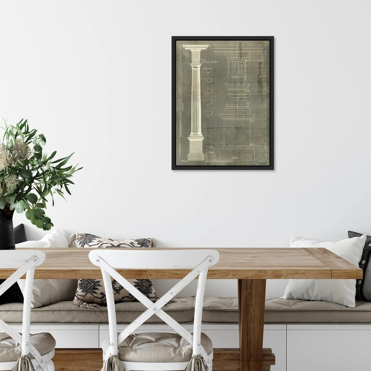 Amanti Art Framed Canvas Wall Art 24x18 Column Blueprint IV by Thomas Sheraton, Framed Wall Art Canvas, Architecture Artwork, Modern Decor, Medium Poster Painting for Living Room, Bedroom, Bathroom,