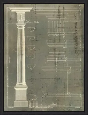 Amanti Art Framed Canvas Wall Art 24x18 Column Blueprint IV by Thomas Sheraton, Framed Wall Art Canvas, Architecture Artwork, Modern Decor, Medium Poster Painting for Living Room, Bedroom, Bathroom,