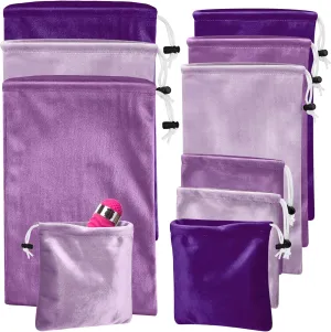 Amylove 9 Pcs Satin Game Toy Storage Bag Silk Drawstring Bags Gift Bags Pouches for Lightweight Toys Organizer Stuff Sack Foldable Travel Pouch for Women, 3 Sizes(Purple Series)