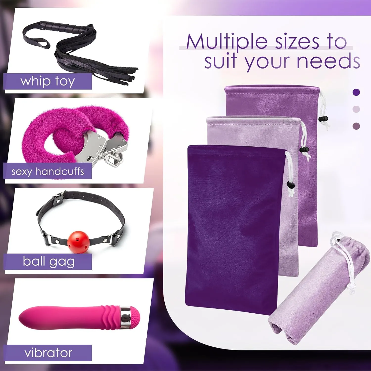 Amylove 9 Pcs Satin Game Toy Storage Bag Silk Drawstring Bags Gift Bags Pouches for Lightweight Toys Organizer Stuff Sack Foldable Travel Pouch for Women, 3 Sizes(Purple Series)
