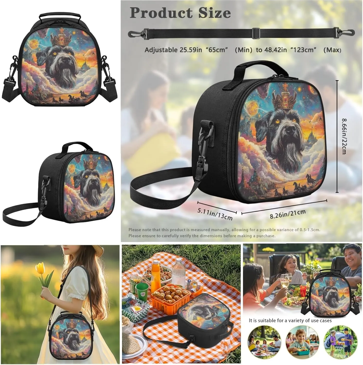 AmzPrint Miniature Schnauzer Dog School Backpack With Lunch Bags Set For Students Girls Boys Middle School Backpack Set