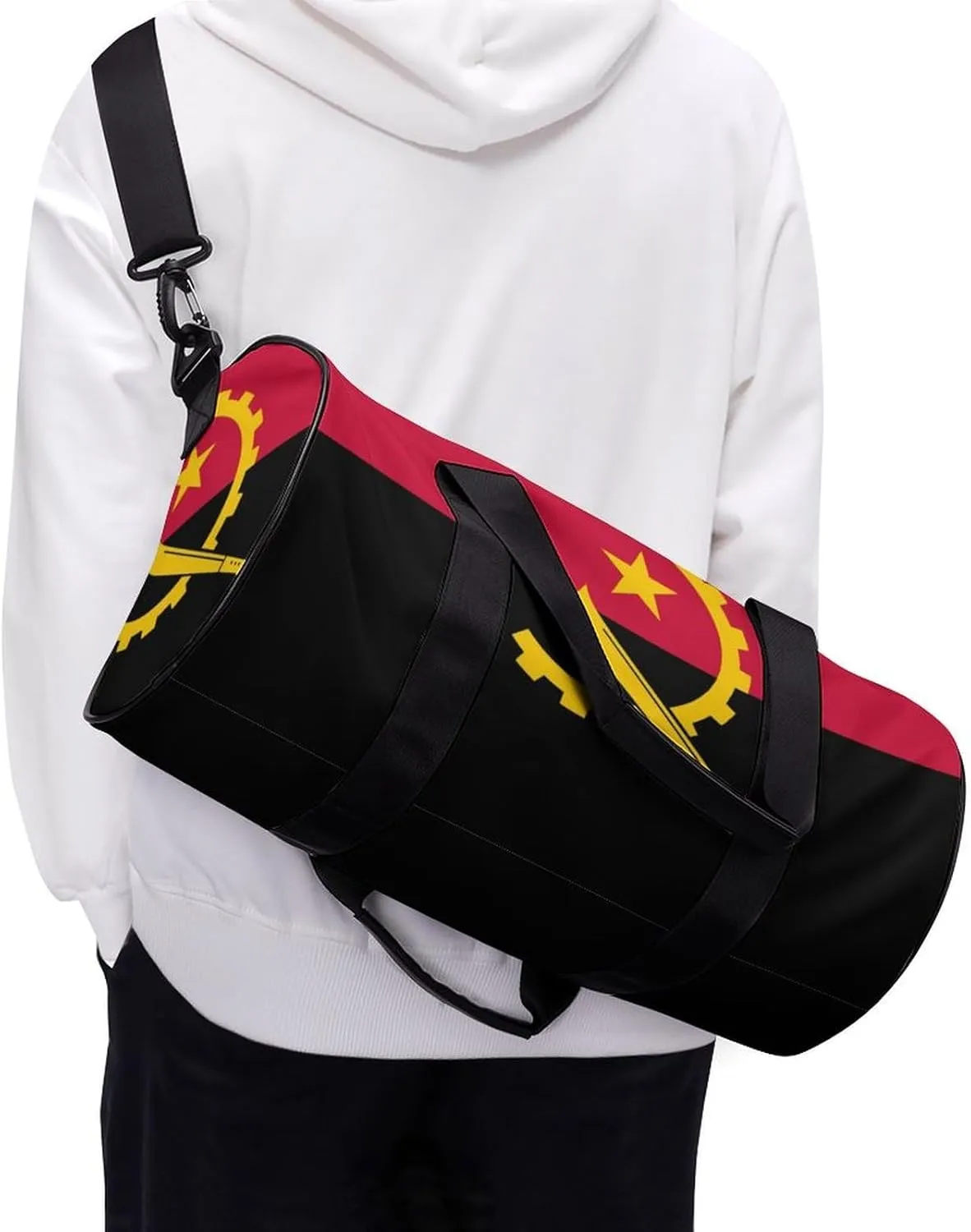 Angola Flag Sports Duffel Bag for Men Women with Shoe Compartment Gym Weekender Tote