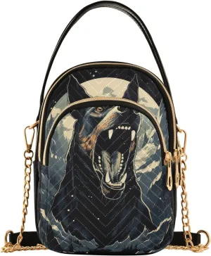 Angry Dog Face Sling Bags Crossbody for Women, Fashion Zipper Handbag with Chain Strap Top handle for Evening Party Dating Travel 5.19×3.15×8.27 IN