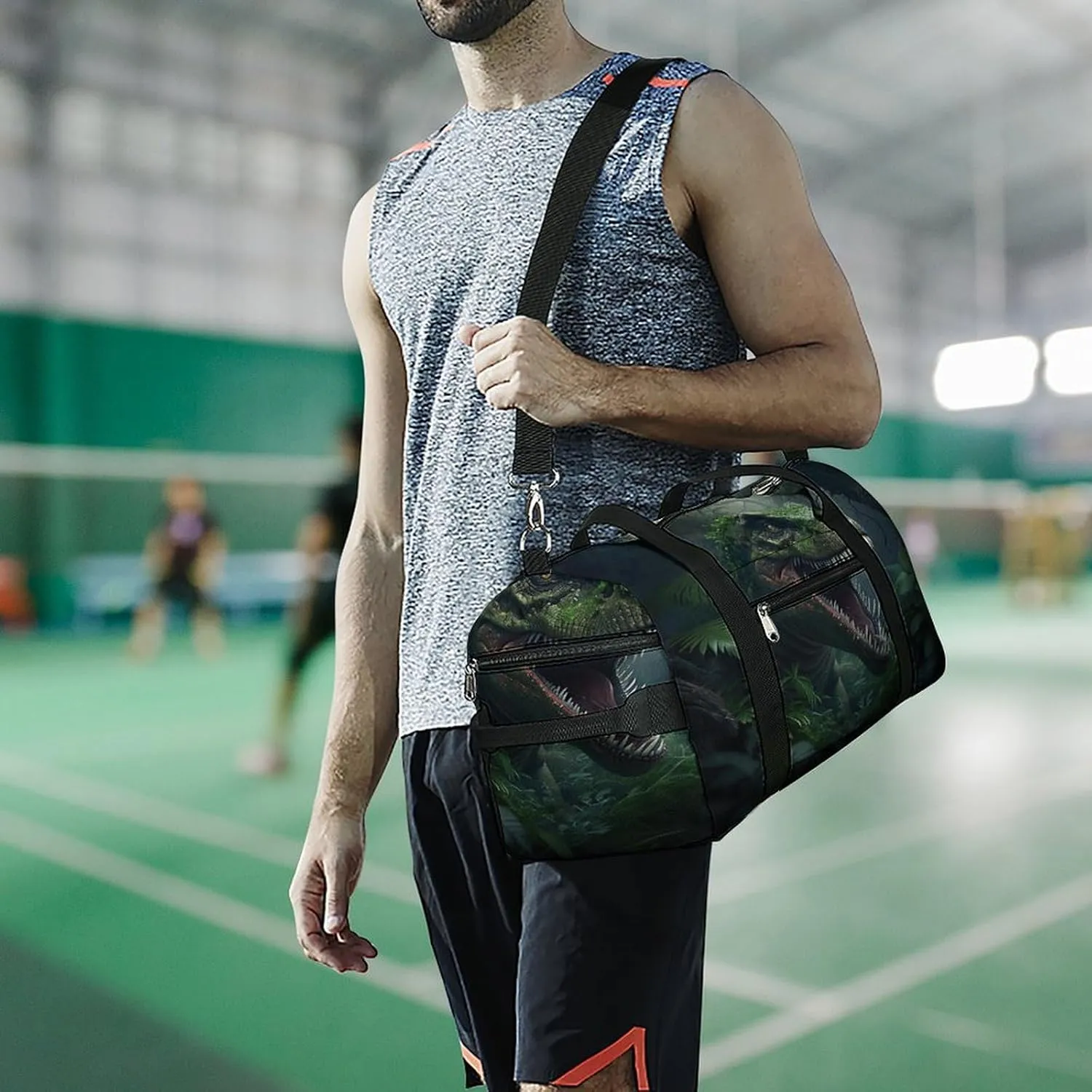 Angry T Rexs Travel Duffel Bag for Men Women with Shoe Compartment Waterproof