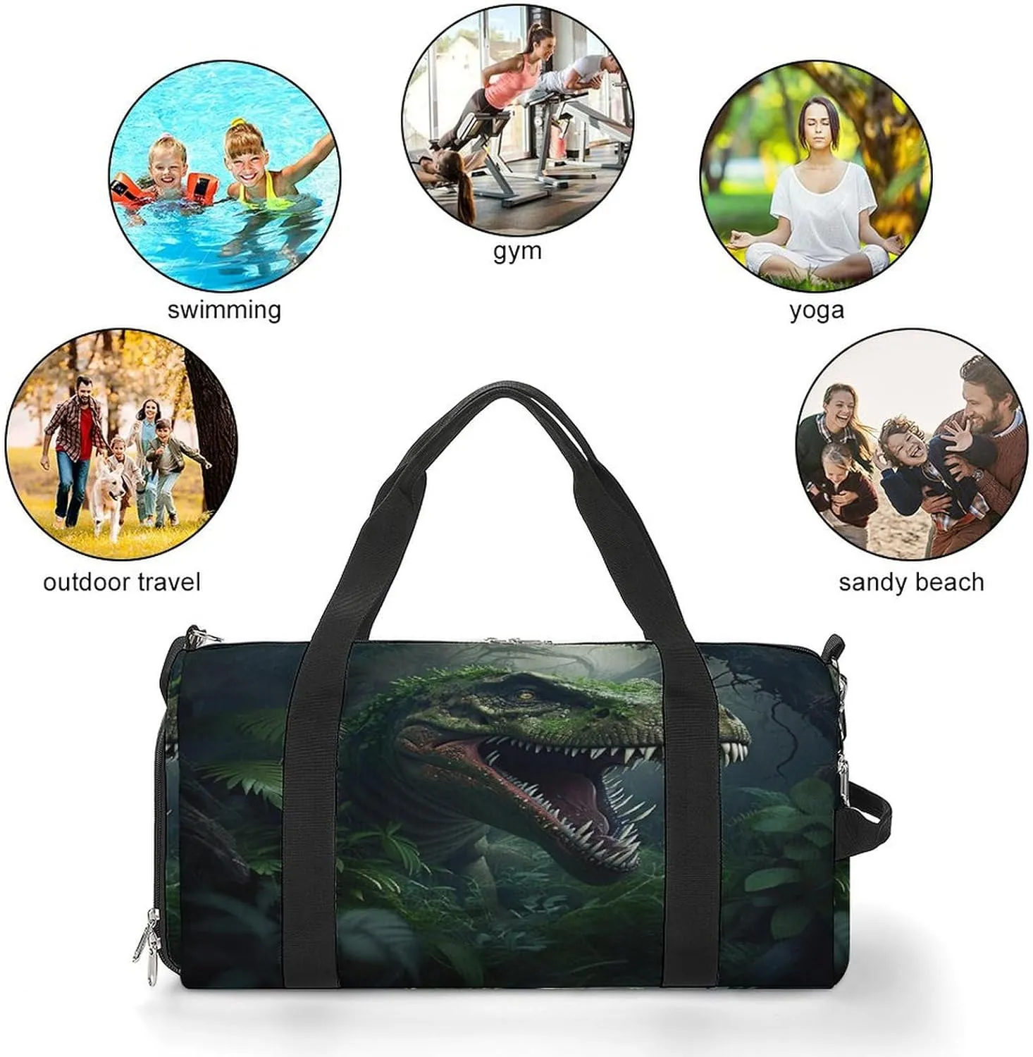 Angry T Rexs Travel Duffel Bag for Men Women with Shoe Compartment Waterproof
