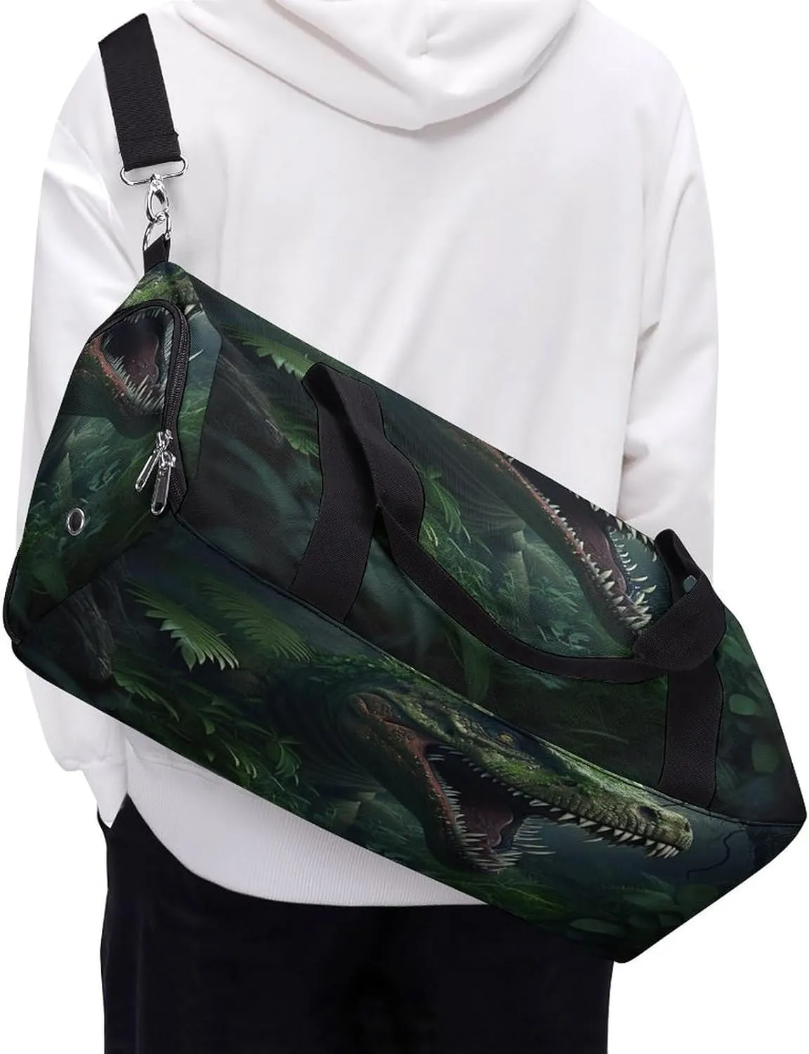 Angry T Rexs Travel Duffel Bag for Men Women with Shoe Compartment Waterproof
