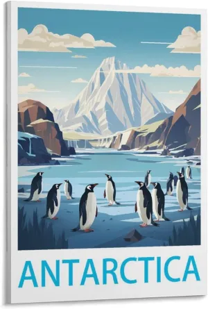 Antarctica Travel Poster Print Canvas Wall Art for Bedroom Living Room HD Print Posters 24x36inch(60x90cm)